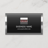 3 initialen Monogram Matig Metaal omlijst Visitekaartje (Voorkant)