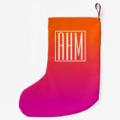 3 Initialen Monogram | Oranje tot Roze gradiënt Kleine Kerstsok (Achterkant)