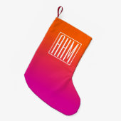 3 Initialen Monogram | Oranje tot Roze gradiënt Kleine Kerstsok (Voorkant (Hangend))