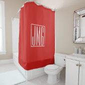 3 Initialen Monogram | Rood en wit (of dij kleur) Douchegordijn (In situ)