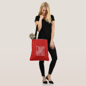 3 Initialen Monogram | Rood en wit (of dij kleur) Draagtas (Op model)