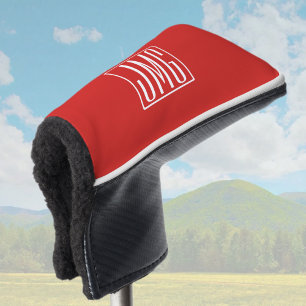 3 Initialen Monogram Rood en wit (of dij kleur) Golfheadcover