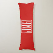 3 Initialen Monogram | Rood en wit (of dij kleur) Lichaamskussen (Voorkant Verticaal)
