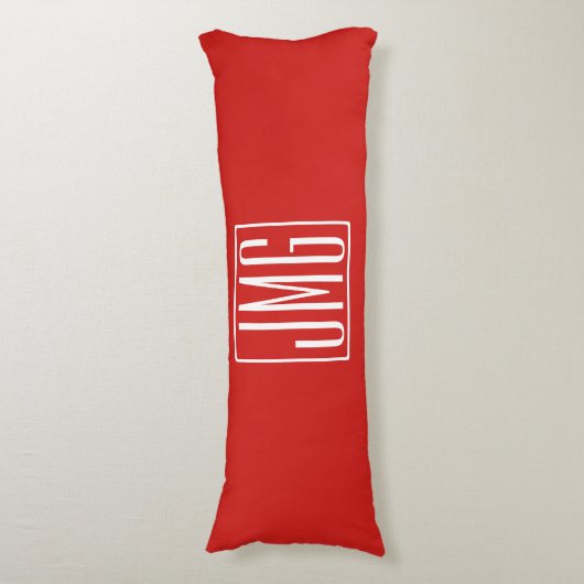 3 Initialen Monogram | Rood en wit (of dij kleur) Lichaamskussen (Voorkant Verticaal)
