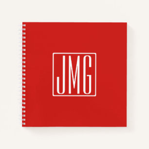 3 Initialen Monogram Rood en wit (of dij kleur) Notitieboek