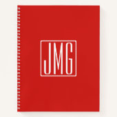 3 Initialen Monogram | Rood en wit (of dij kleur) Notitieboek (Voorkant)