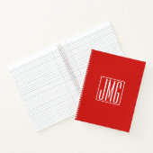 3 Initialen Monogram | Rood en wit (of dij kleur) Notitieboek (Binnen)