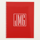 3 Initialen Monogram | Rood en wit (of dij kleur) Planner (Voorkant)