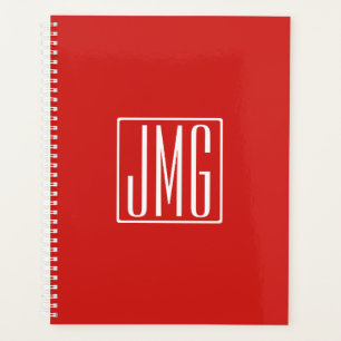 3 Initialen Monogram Rood en wit (of dij kleur) Planner