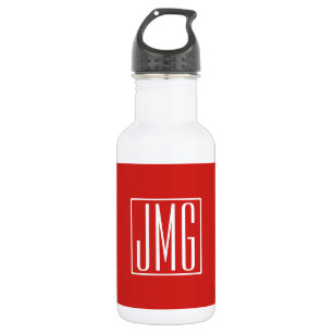 3 Initialen Monogram Rood en wit (of dij kleur) Waterfles