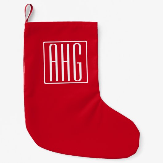 3 Initialen Monogram | Rood & Wit Kleine Kerstsok (Voorkant)