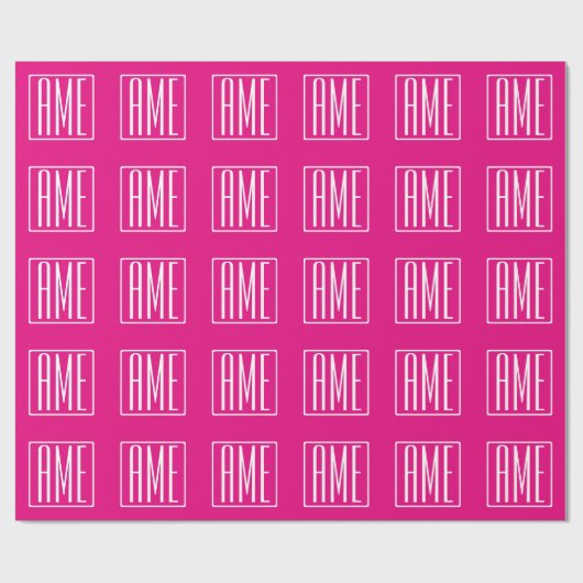 3 Initialen Monogram | Wit op warmroze Cadeaupapier (Vlak)