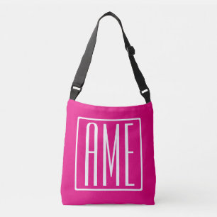 3 Initialen Monogram Wit op warmroze Crossbody Tas