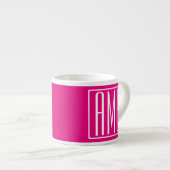 3 Initialen Monogram | Wit op warmroze Espresso Kop (Voorkant rechts)