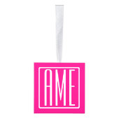 3 Initialen Monogram | Wit op warmroze Kubus Ornament (Rechts)
