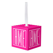 3 Initialen Monogram | Wit op warmroze Kubus Ornament (Achter hoekig)