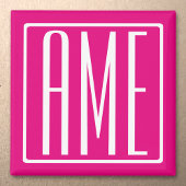 3 Initialen Monogram | Wit op warmroze Magneet