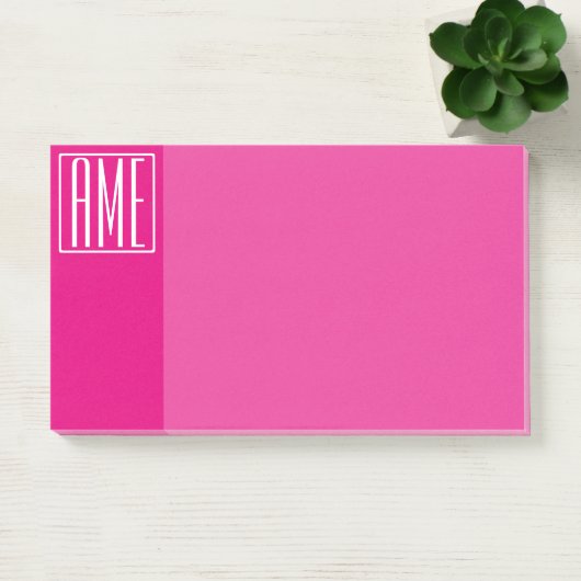 3 Initialen Monogram | Wit op warmroze Post-it® Notes (Kantoor)
