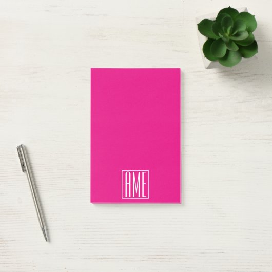 3 Initialen Monogram | Wit op warmroze Post-it® Notes (Kantoor)