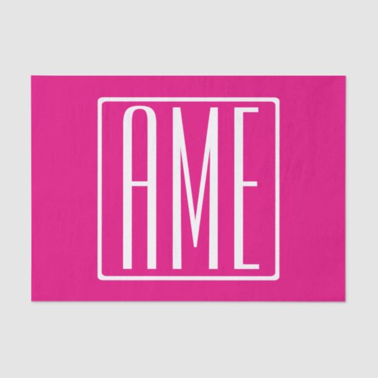 3 Initialen Monogram | Wit op warmroze Tissuepapier (Voorkant)