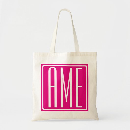 3 Initialen Monogram | Wit op warmroze Tote Bag (Voorkant)