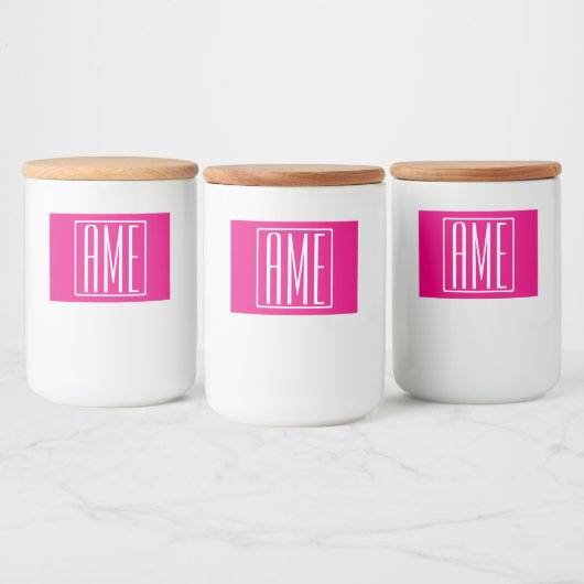 3 Initialen Monogram | Wit op warmroze Voedselcontainer Etiket (Flessen)