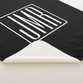 3 Initialen Monogram | Zwart-wit (of dij kleur) Sherpa Deken (3/4)