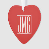 3 Initiales Monogramme | Rouge & Blanc (ou couleur (devant)
