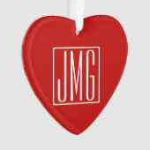 3 Initiales Monogramme | Rouge & Blanc (ou couleur (devant)
