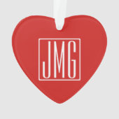 3 Initiales Monogramme | Rouge & Blanc (ou couleur (dos)