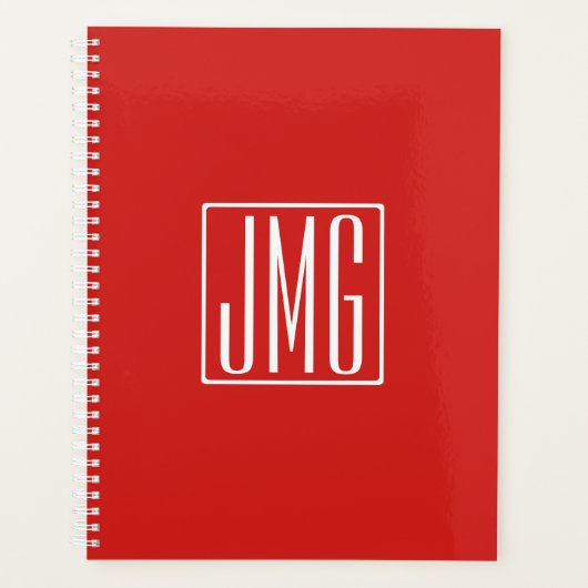 3 Initiales Monogramme | Rouge & Blanc (ou couleur (Devant)