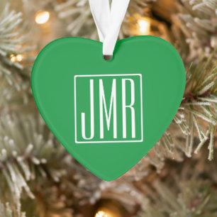 3 Initiales Monogramme   Vert et blanc