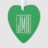 3 Initiales Monogramme | Vert et blanc (devant)