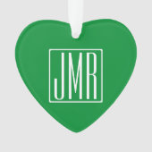 3 Initiales Monogramme | Vert et blanc (devant)
