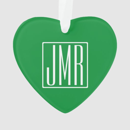 3 Initiales Monogramme | Vert et blanc (dos)