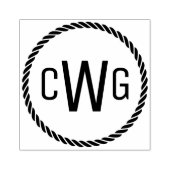 3 initiële letter monogram #1 ronde touw frame rubberstempel (Afrduk)