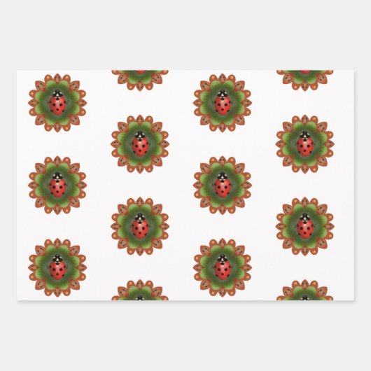 3 inpakpapier vellen - Ladybug Design (Voorkant 2)