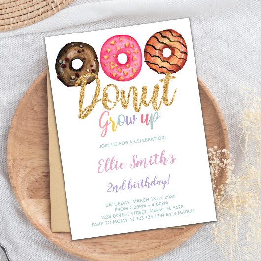 3 Invitations d'anniversaire de Donut