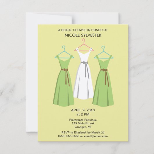 3 invitations de Fête de la mariée de robes - (Devant)