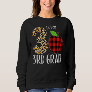 3 Is For 3rd Grade Teacher Leopard Buffalo Plaid S Trui