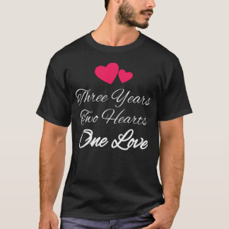 3 jaar 2 hart 1 liefde 3 jaar Jubileum Gif T-shirt