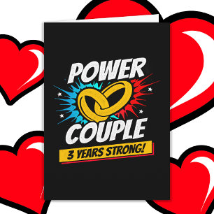 3 jaar Comic Super Power Couple 3e Jubileum Kaart