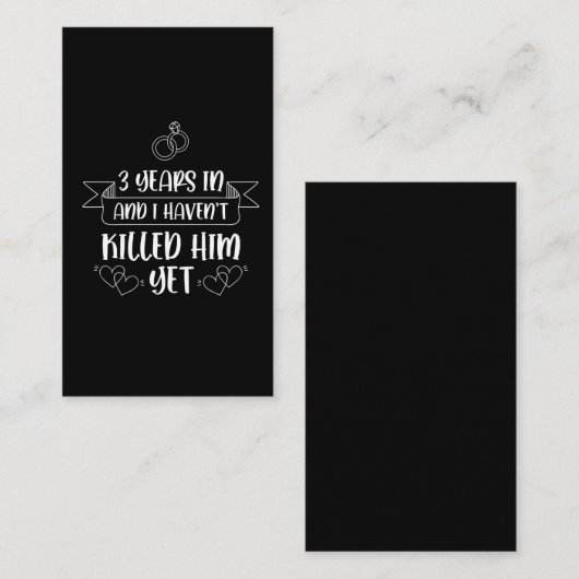 3 jaar Echtgenvrouw 3rd Weddenschap Jubileum Visitekaartje (Voorkant / Achterkant)