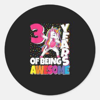 3 jaar Geweldige zijn 3e verjaardag Schattigee dab Ronde Sticker
