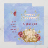 3 jaar Happy Birthday Elephant Baby Boy (Voorkant / Achterkant)