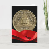 3 jaar Happy Jubileum AA Coin Red Ribbon Kaart (Voorkant)