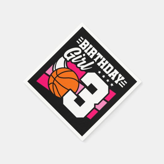 3 Jaar Oud Basketbal Party 3e Verjaardag Meisje Servet (Hoek)