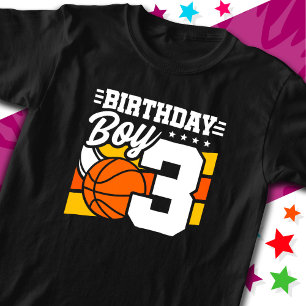 3 Jaar Oud Basketbal Party Thema 3e Verjaardag Jon T-shirt