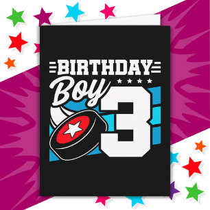 3 Jaar Oud Hockey Party Thema 3e Verjaardag Jongen Kaart