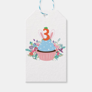 3 jaar oud konijntje cupcake cadeaulabel